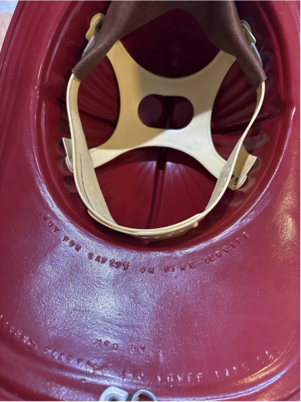 Vintage FIREMAN FUND HELMET Parker Plastics Inc. Lower Lake CA